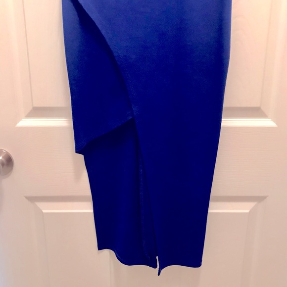 LIX Midi Royal Blue Asymmetrical Length Halter Dress 48 1/2” L / Right 36” L Med - Picture 8 of 10